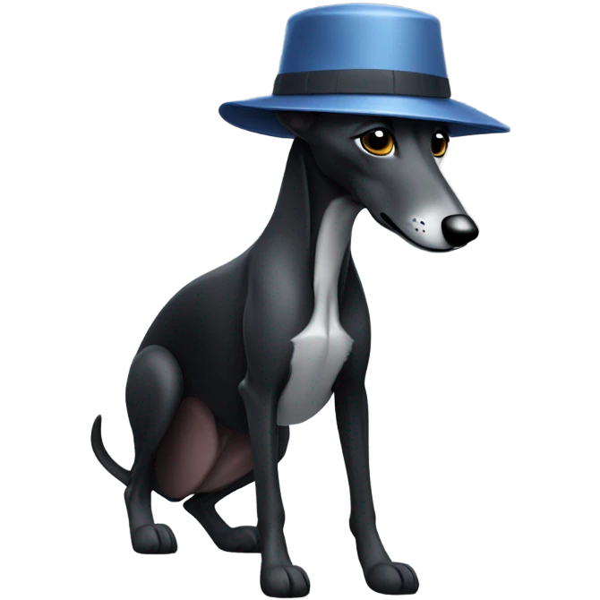 Black greyhound with bucket hat emoji