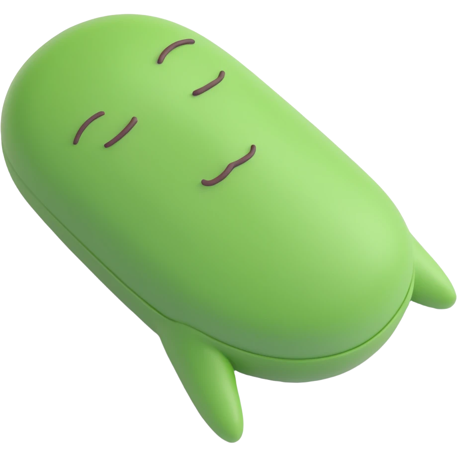 a green bean lying down, eyes closed, sleeping face emoji