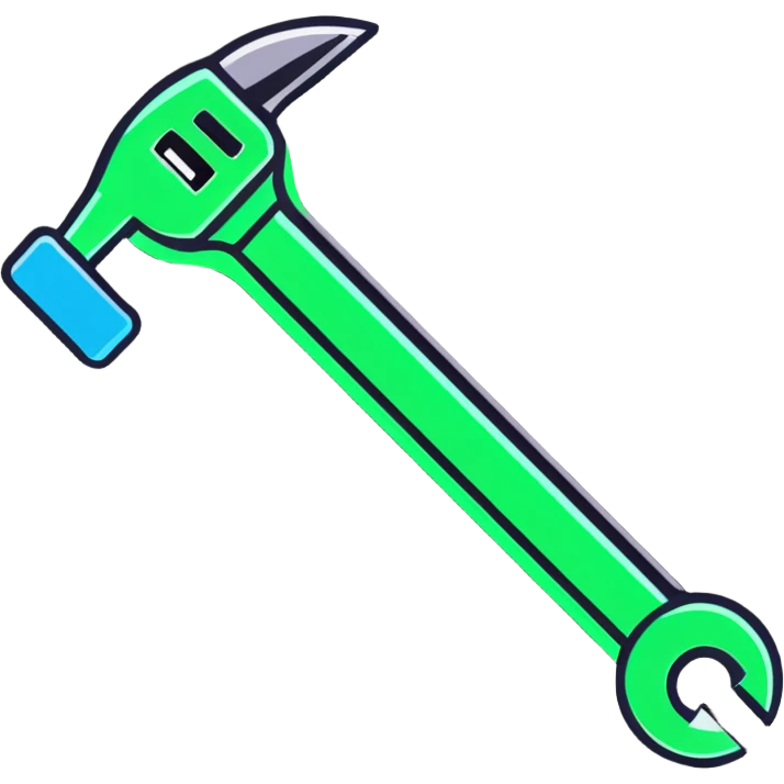 A wrench made of glowing digital code, binary numbers visible throughout the tool emoji