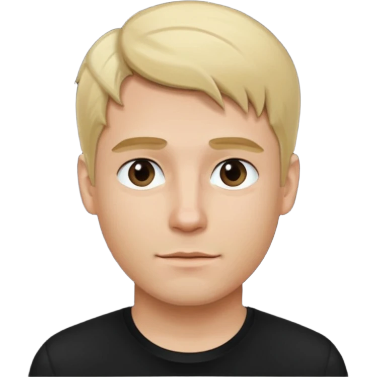 Create a standing man with blond hair and a black shirt, in iOS 18 style.” emoji