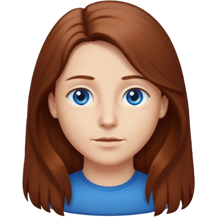 long hair chestnut color blue eyes emoji