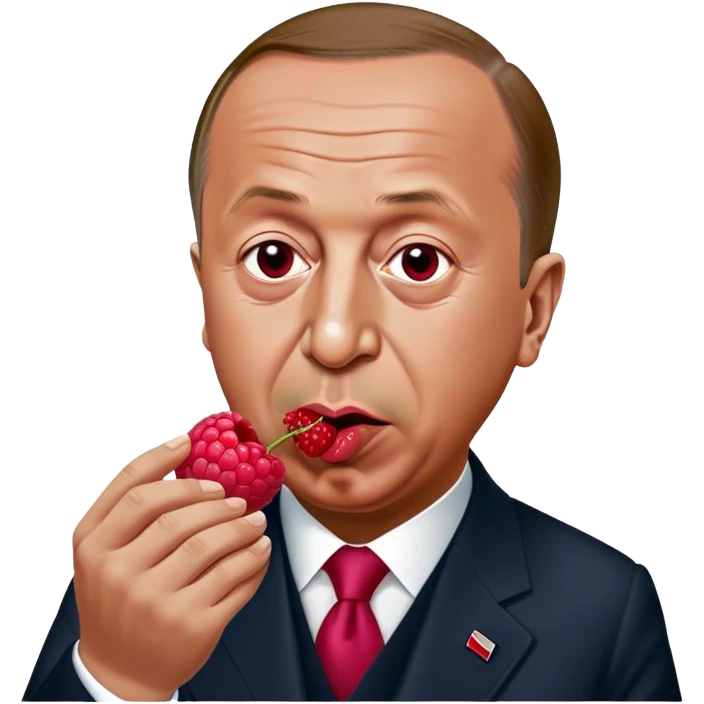 Tayyip Erdoğan eats a raspberry emoji