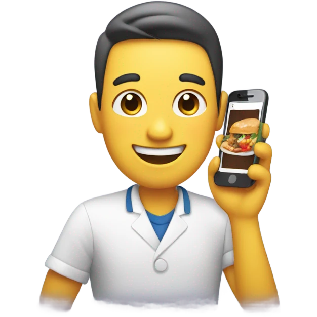 happy person showing food on a smartphone  emoji
