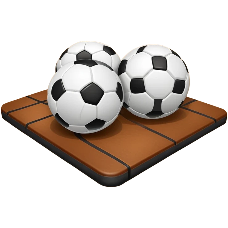 A close-up of footballs and a goal on a covered indoor futsal court with a wooden floor. The scene highlights the details of the balls and goalposts, with the smooth, polished court surface creating a clean and focused atmosphere for the game. emoji