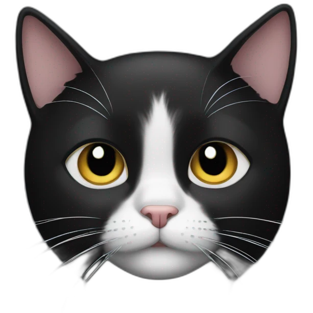 black cat with white from nose to chin on right side emoji