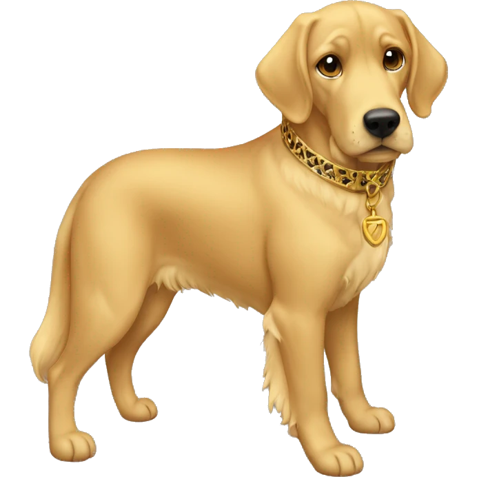 Golden retviever with collar with Xena  emoji