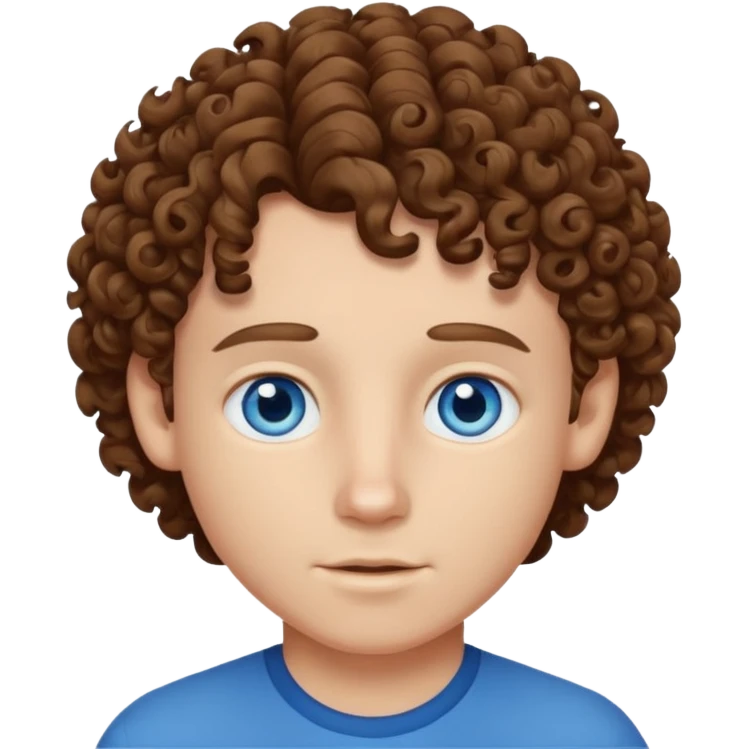 A white boy with curly brown hair emoji