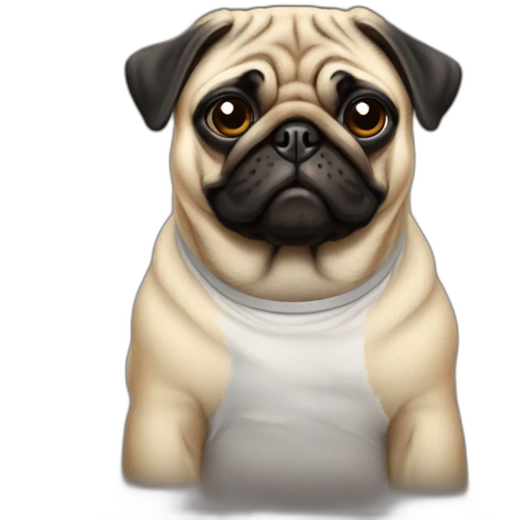 pug wearing a t-shirt emoji
