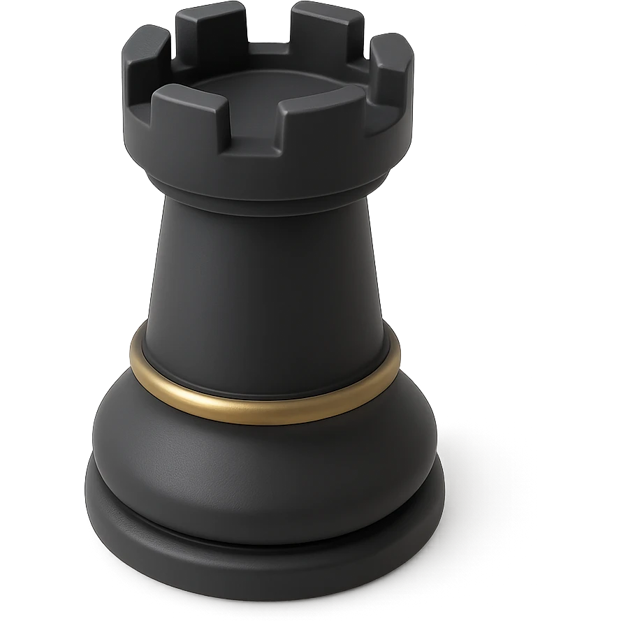 a chess tower in 3D black style emoji