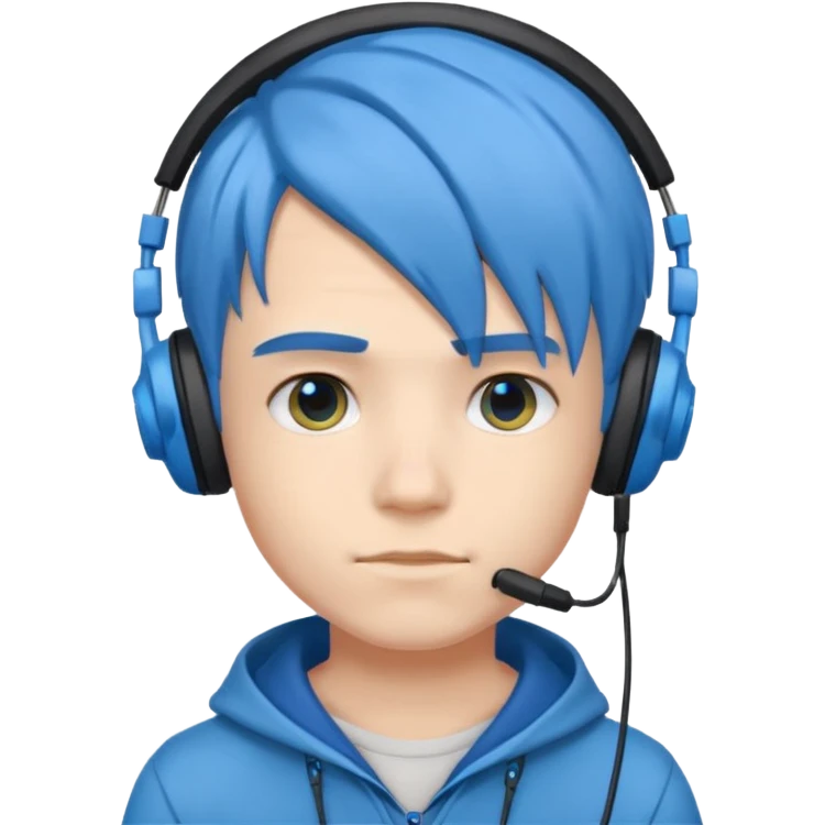 Boy gamer with headset, blue hair











 emoji