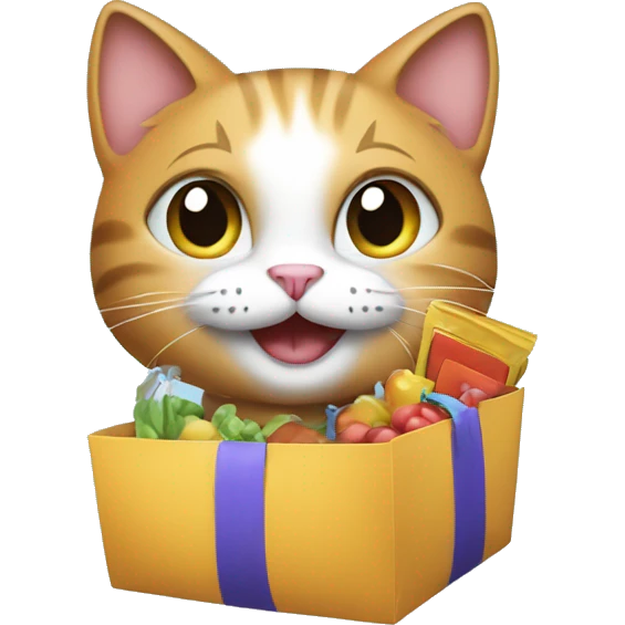 happy cat on a shopping spree emoji