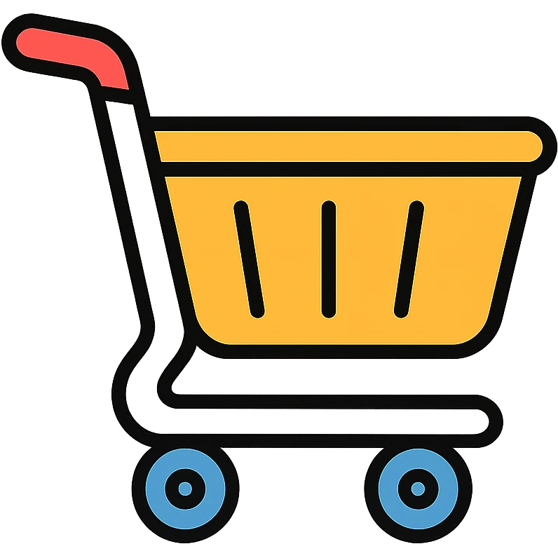 Shopping cart icon with a basket and wheels emoji