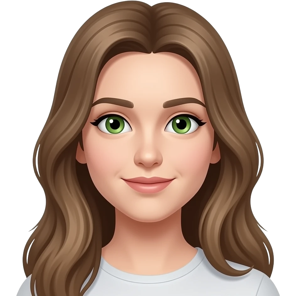 cheveux brun pale long   yeux vert emoji
