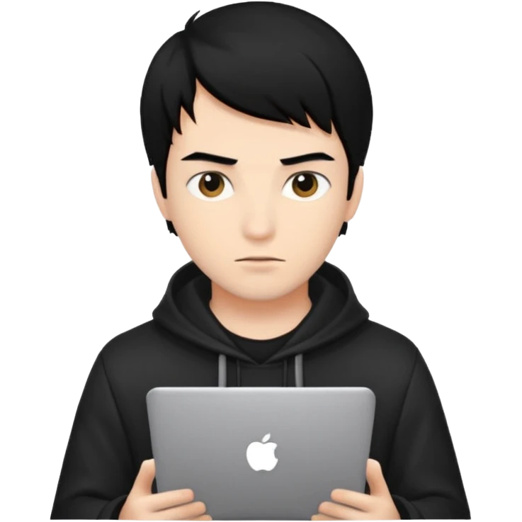 создай парня Айтишника хацкера волосы черные, темный айтишный аутентичный фон сзади emoji