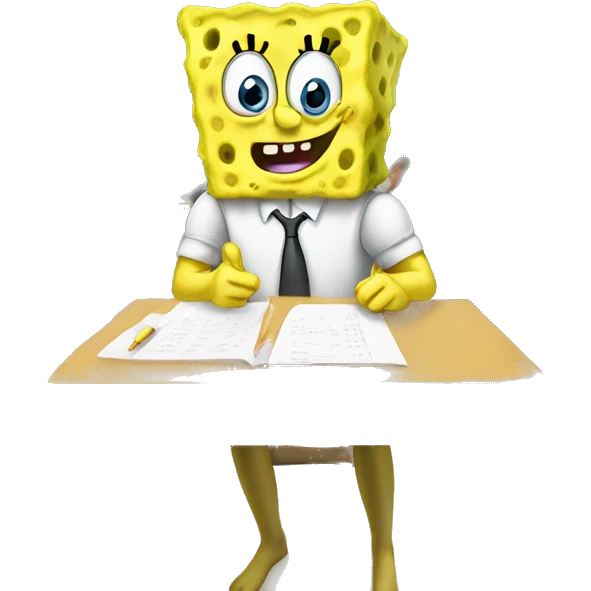 Spongebob taking an SAT exam emoji