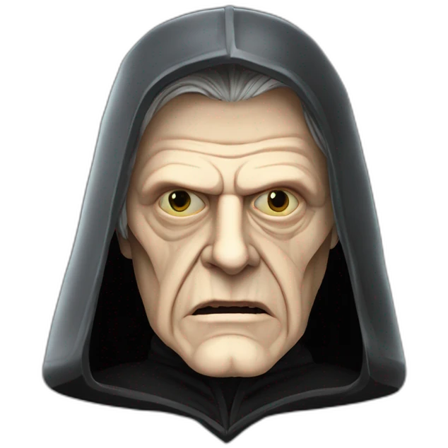 Emperor Shiev Palpatine (scarred and deformed, black hood, robe) Star Wars The return of the jedi emoji