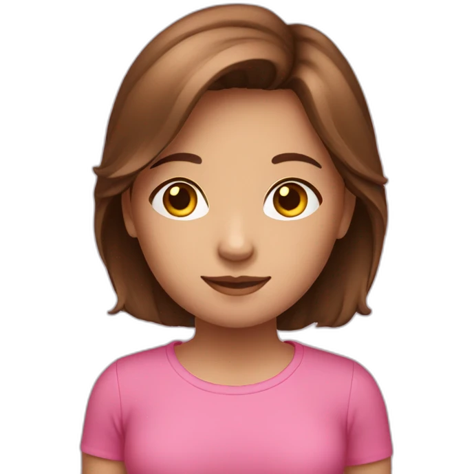 A girl whit brown hair and a pink top emoji