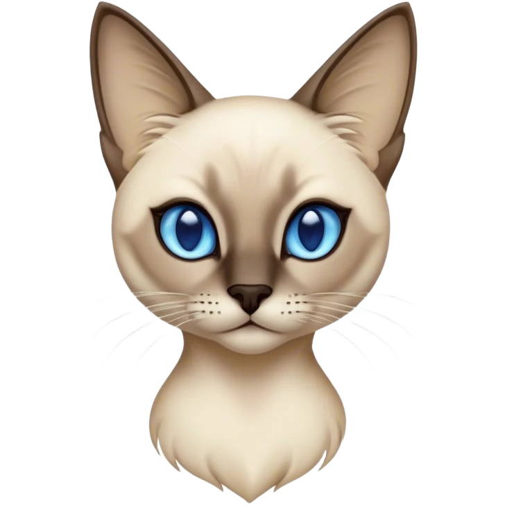 Cinematic Noble Siamese Cat Portrait Emoji, Poised and regal, with sleek cream-colored fur and striking dark points on the ears, face, paws, and tail, piercing sapphire-blue eyes, Simplified yet sharp and sophisticated features, highly detailed, glowing with a soft, dignified glow, high shine, intelligent and graceful, stylized with an air of elegance, focused and attentive, soft glowing outline, capturing the essence of a watchful and refined feline, so majestic it feels as though it could glide across the screen with effortless confidence! emoji