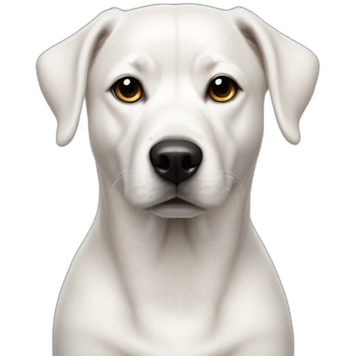 60 pound white dog with black patch on right eye emoji
