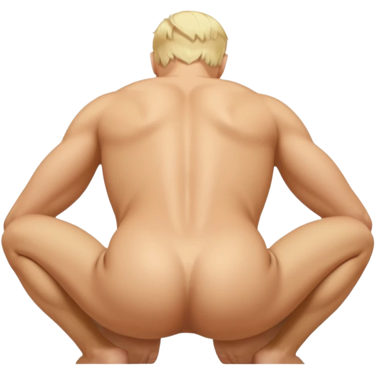 Blonde, white, Naked man, spreading butt cheeks, bent over, exposed ass hole, testicles, balls, looking back at camera emoji