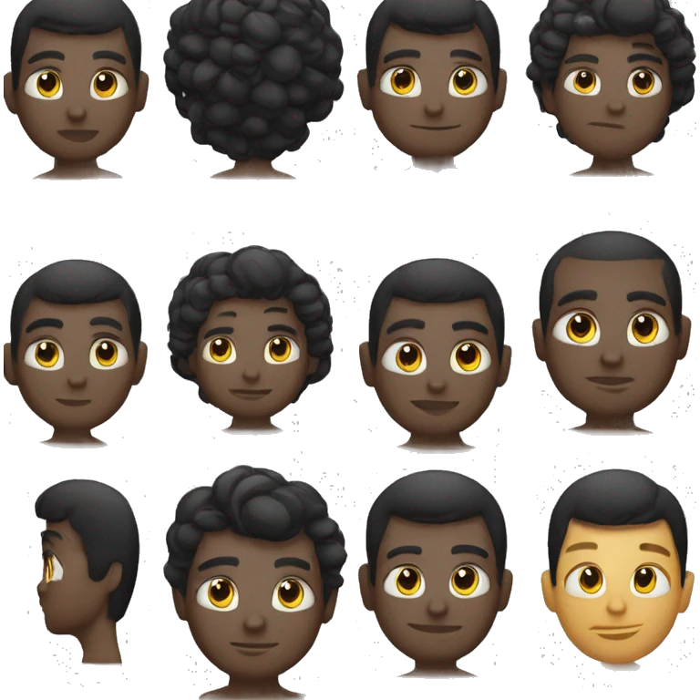 Chico cabello negro y ojos morados emoji