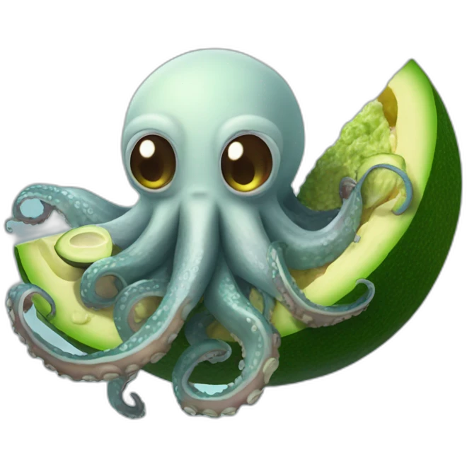 an octopus eating avocado on the moon emoji