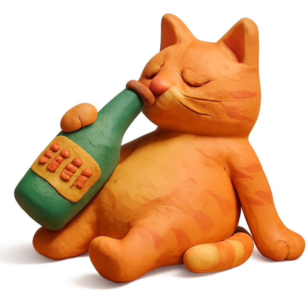 кот лежит и пьет пиво emoji