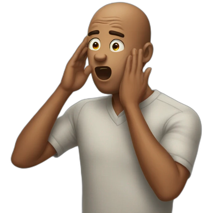 men with hand on his head with amazed reaction emoji