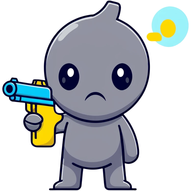 sad face character with water gun pointing directly at its temple emoji