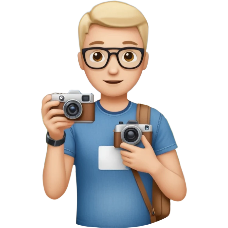 a tourist in europe holding a camera not wearing khaki emoji