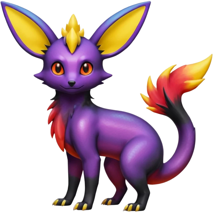 Shiny Iridescent Helioptile-Salandit-Umbreon-Flareon-Jolteon-Fakémon-hybrid-creature (full body)  emoji