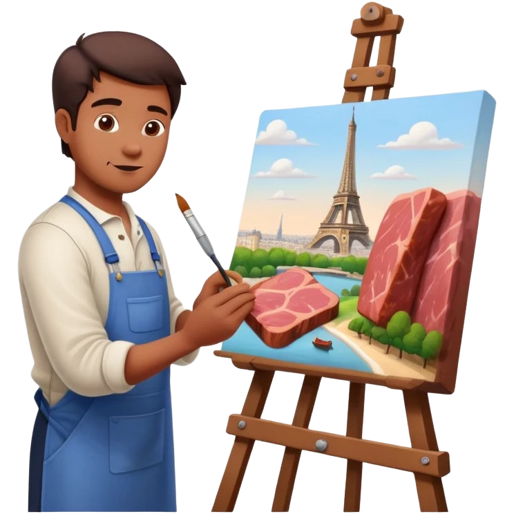 artist in paris painting a SPAM meat landscape  emoji