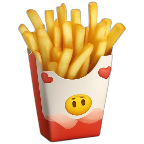 French Fries, angle isométrique de 45 degrés, vue semi-bas emoji