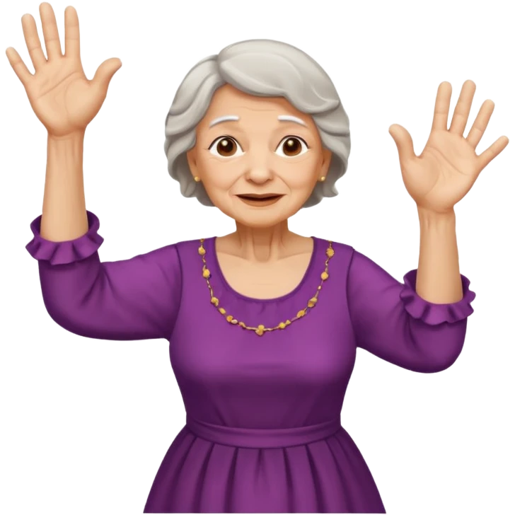Old lady hands up raise the roof dancing  emoji