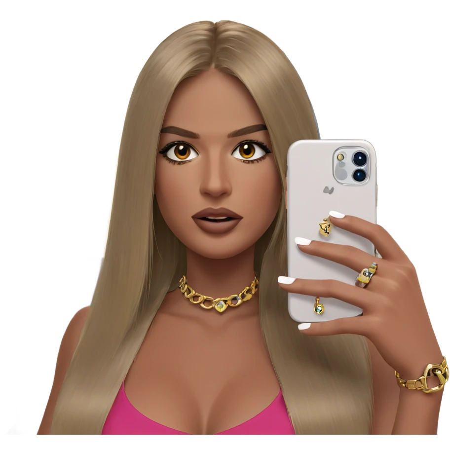 girl with phone and jewelry emoji