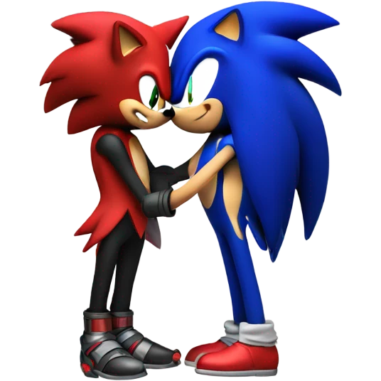 Sonic and shadow the hedgehog hugging emoji