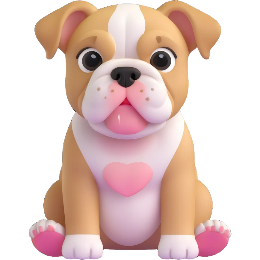 adorable bulldog puppy sitting, front view emoji