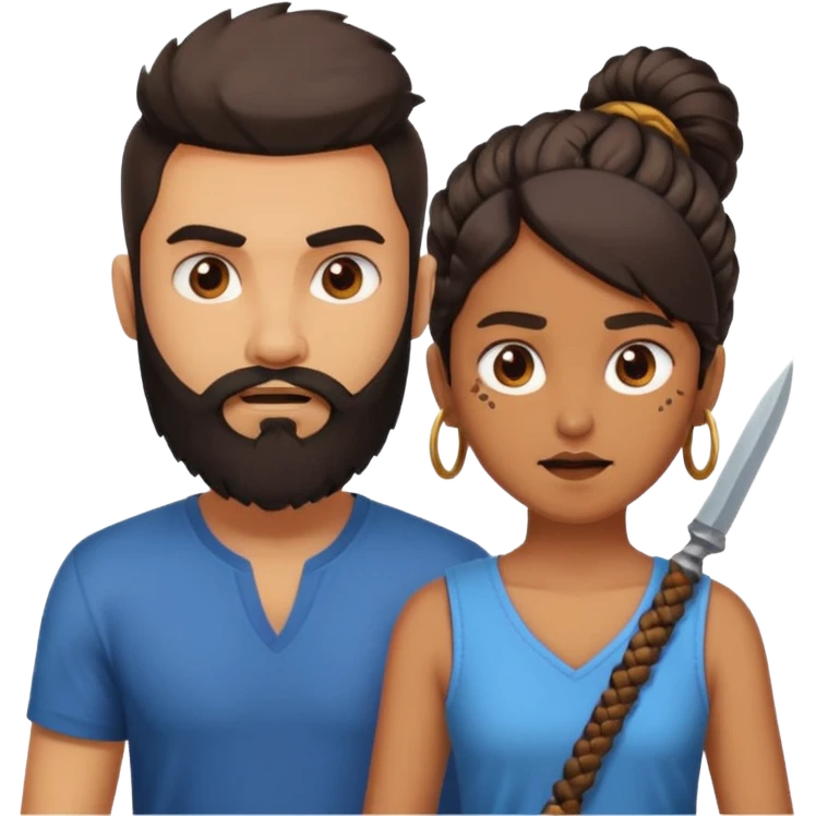 brother and sister fighting modern culture naughty  - indian skin and hairstyle - men beard  emoji
