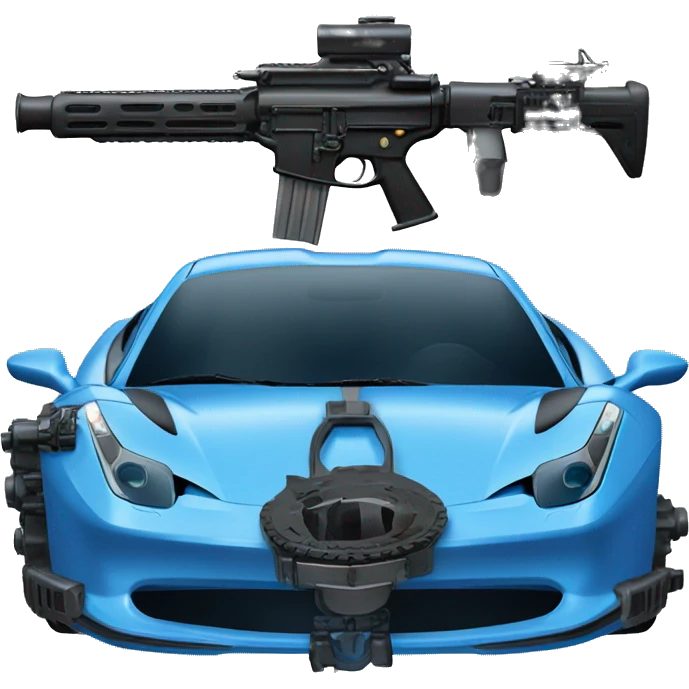 Blue Ferrari 458 with machine guns emoji