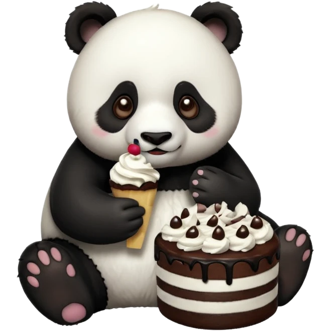 panda eating cake emoji