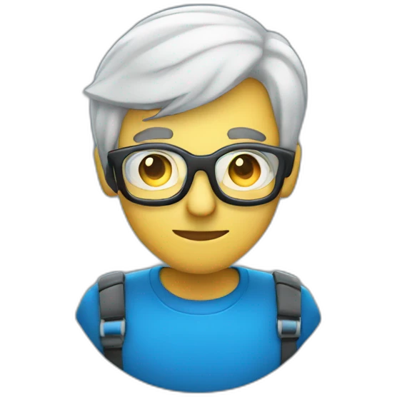 blue developer man with glasses and code emoji