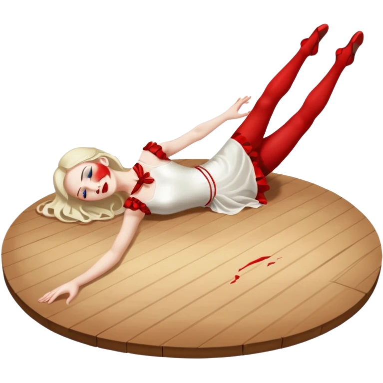Dancer dead on stage full body lyiing on floor emoji