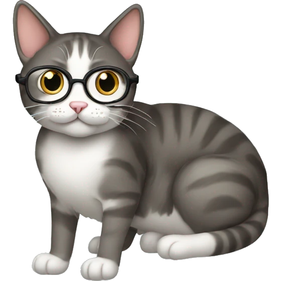 a nerdy cat in front of a computer **WITHOUT** glasses emoji