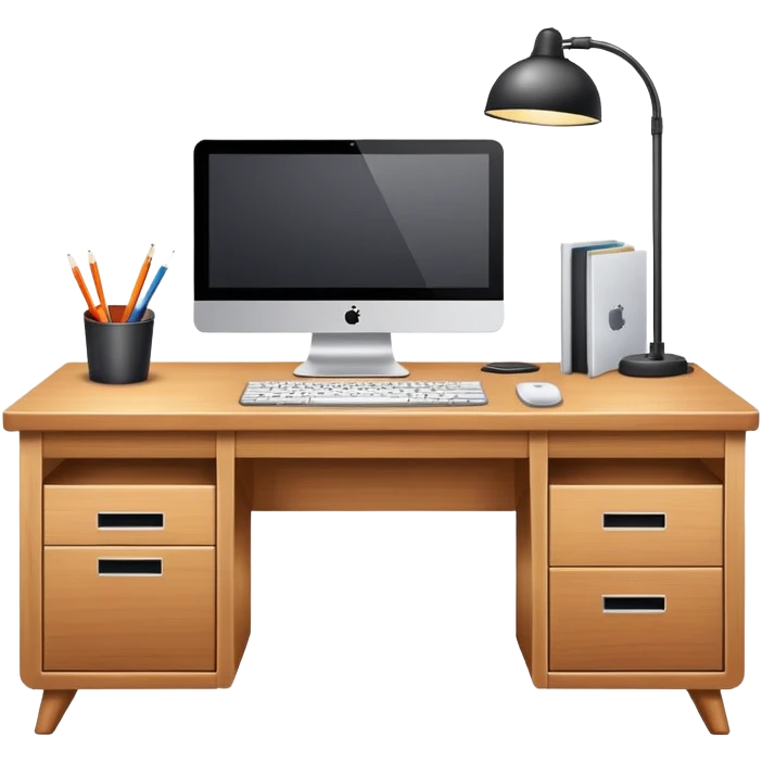 office desk with computer emoji