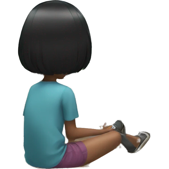Black hair girl watching Anime on tv emoji