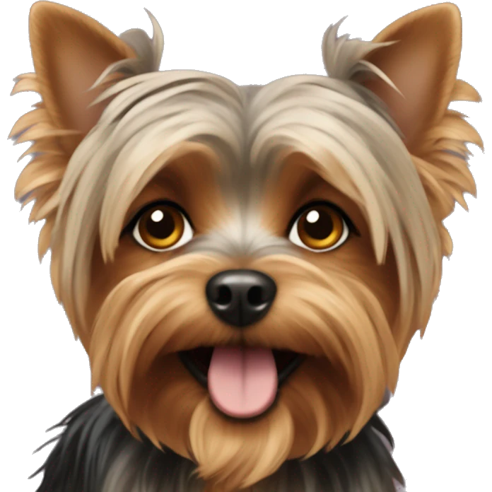 yorkshire terrier dog with a girl who has brown curly hair emoji