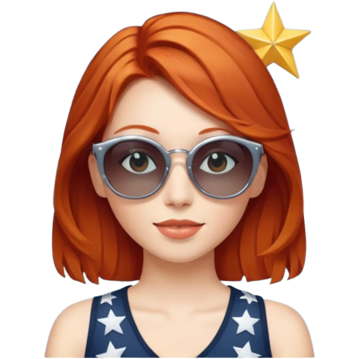 redhead wearing sunglasses and stars emoji