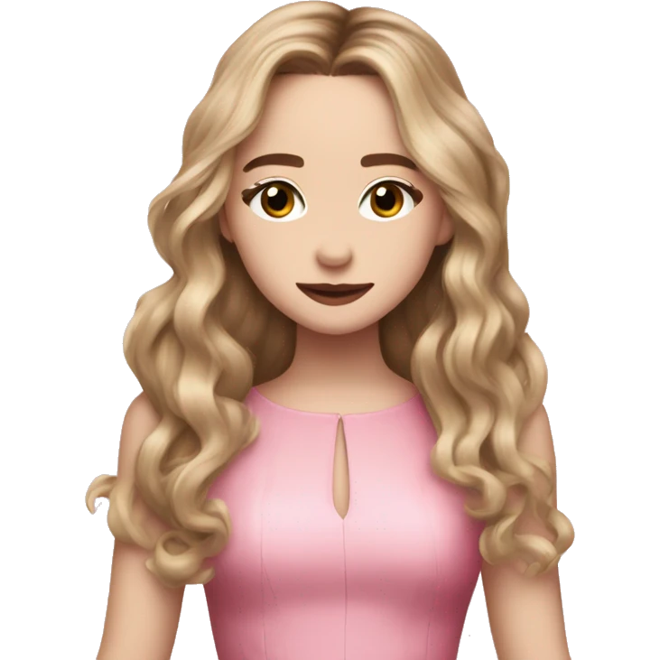 Sabrina carpenter full body singing with pink dress emoji
