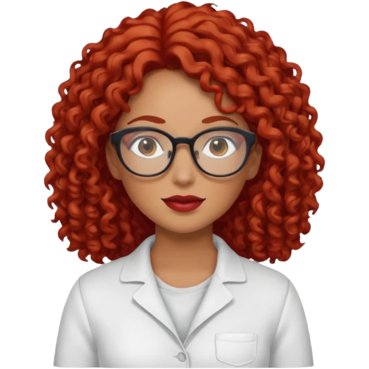 rizada peli roja , trigueña , con lentes y ropa blanca  emoji