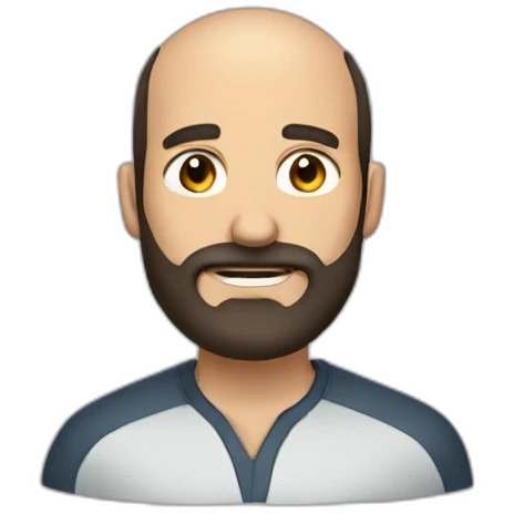 man, full beard, dark hair, receding hairline emoji